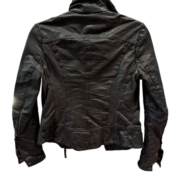 All Saints Belvedere Moto Leather Jacket – UK 8 (Brown) - Picture 3 of 5